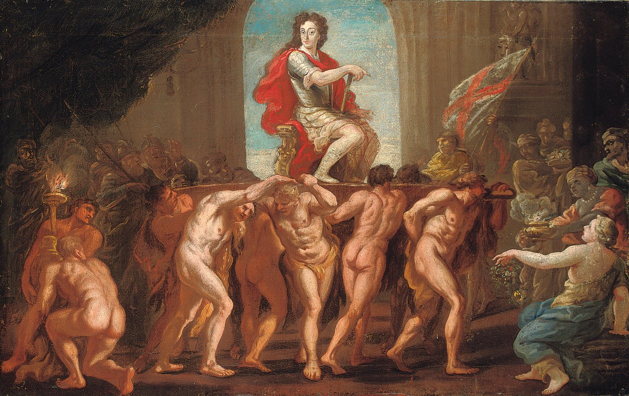 Szkic do muralu w Sali św. Jerzego w zamku Windsor, przedstawiający króla Wilhelma III intronizowanego w chwale autorstwa Antonio Verrio