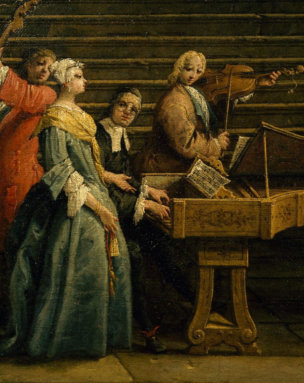 Koncert w willi, Antonio Visentini (1688-1782), fortepian i skrzypce, olej na płótnie, 207x320, Włochy autorstwa Antonio Visentini