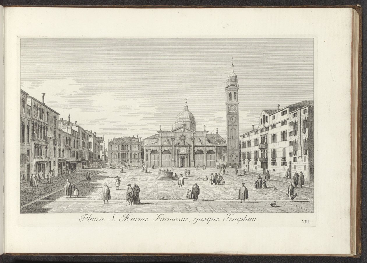 Gezicht op Campo Santa Maria Formosa te Venetië Plac św. Marii Formozy i świątynia (tytuł na obiekcie) Gezichten op bugemenen en pleinen in Venetië (tytuł serii) Najsłynniejsze widoki Wenecji z 38. ulgi powietrznej Kanału Antoniusza autorstwa Antonio Visentini