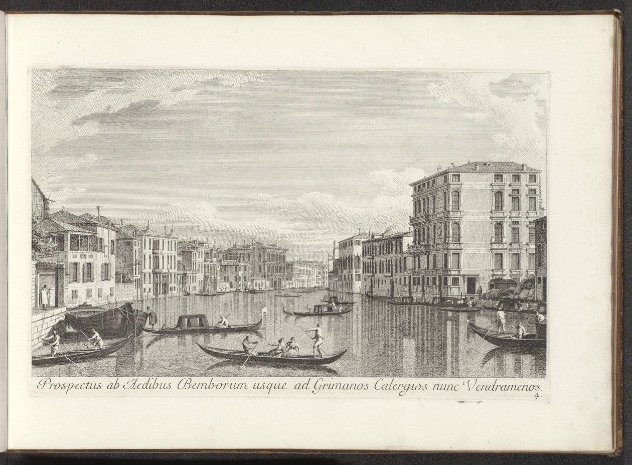 Gezicht op het Canal Grande, Palazzo Bembo en Palazzo Vendramin-Calergi te Venetië Prospect Houses of Bembo aż do Grimanos Calergios teraz Vendramenos (tytuł obiektu) Bardziej znane widoki Wenecji z paneli Kanału Antoniusza 38 aer autorstwa Antonio Visentini