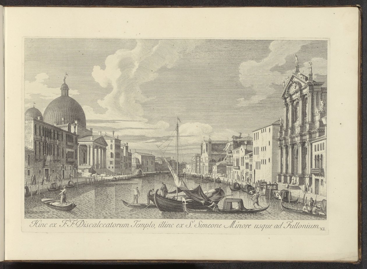 Gezicht op het Canal Grande, de Santa Maria di Nazareth en de San Simeone Piccolo te Venetië Stąd od F.F. Świątynia Bosów, dalej od S. Simeon Minor do Fullonium (tytuł na obiekcie) Najsłynniejsze widoki Wenecji z Kanału Antoniusza autorstwa Antonio Visentini