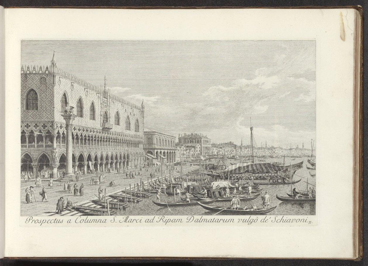 Hoek van het San Marcoplein met het Dogepaleis en de zuil met de Leeuw van Venetië Widok z kolumny św. Marka na brzeg Dalmacji vulgò de