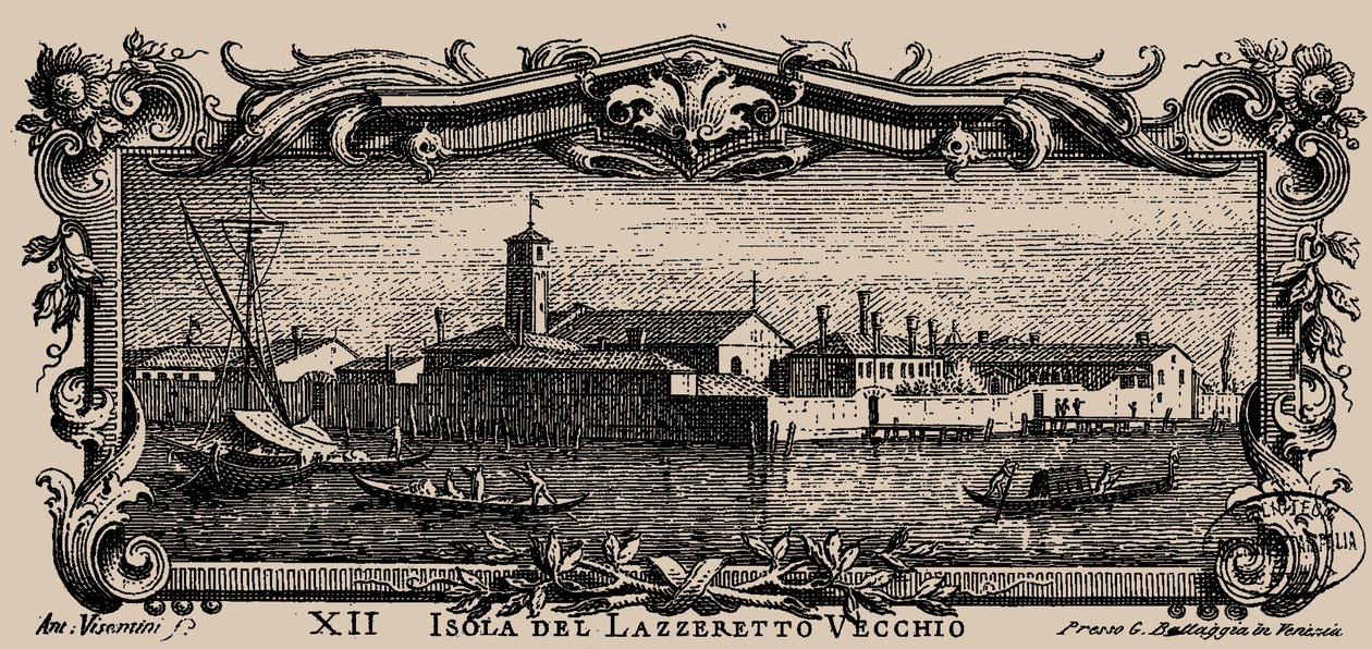 Wenecki Isolario, XII. Wyspa Lazzaretto Vecchio, 1777. autorstwa Antonio Visentini