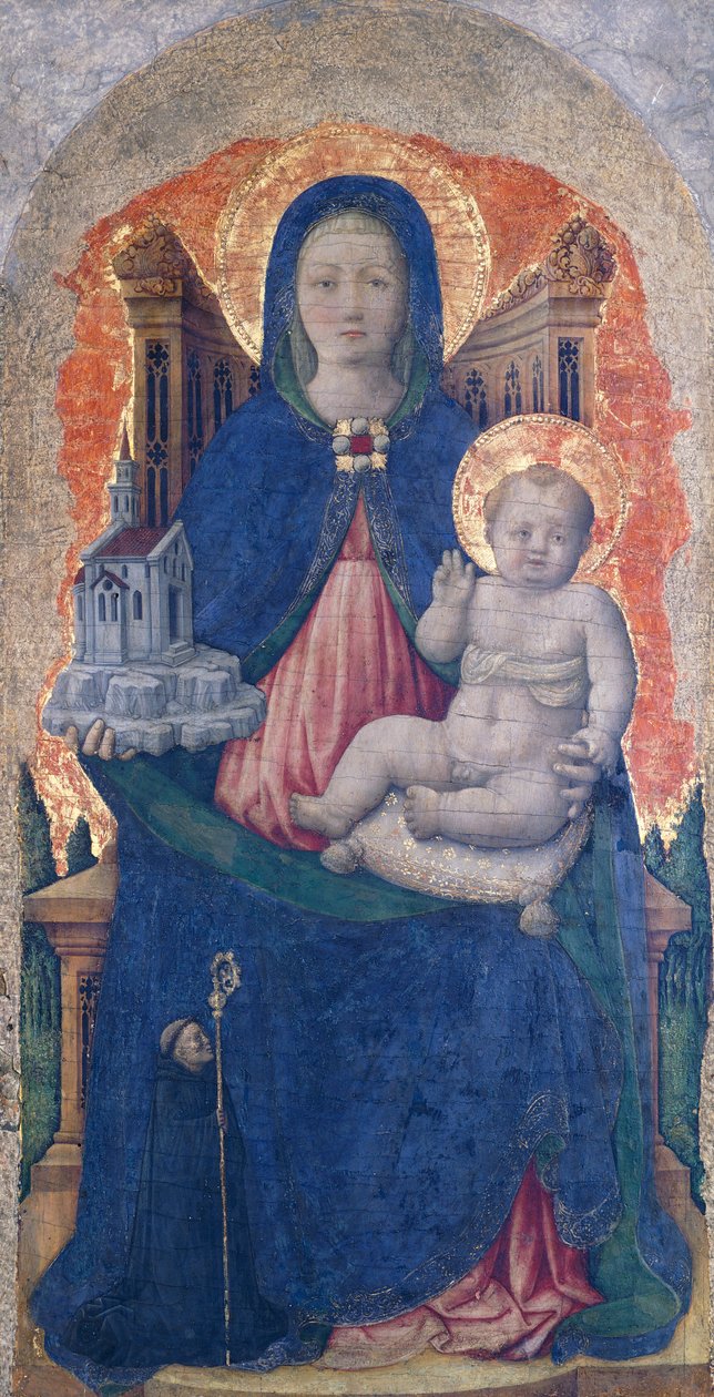 Madonna z Dzieciątkiem, fragment ołtarza Praglia, Antonio Vivarini (1418-przed 1484), 67x33 cm autorstwa Antonio Vivarini