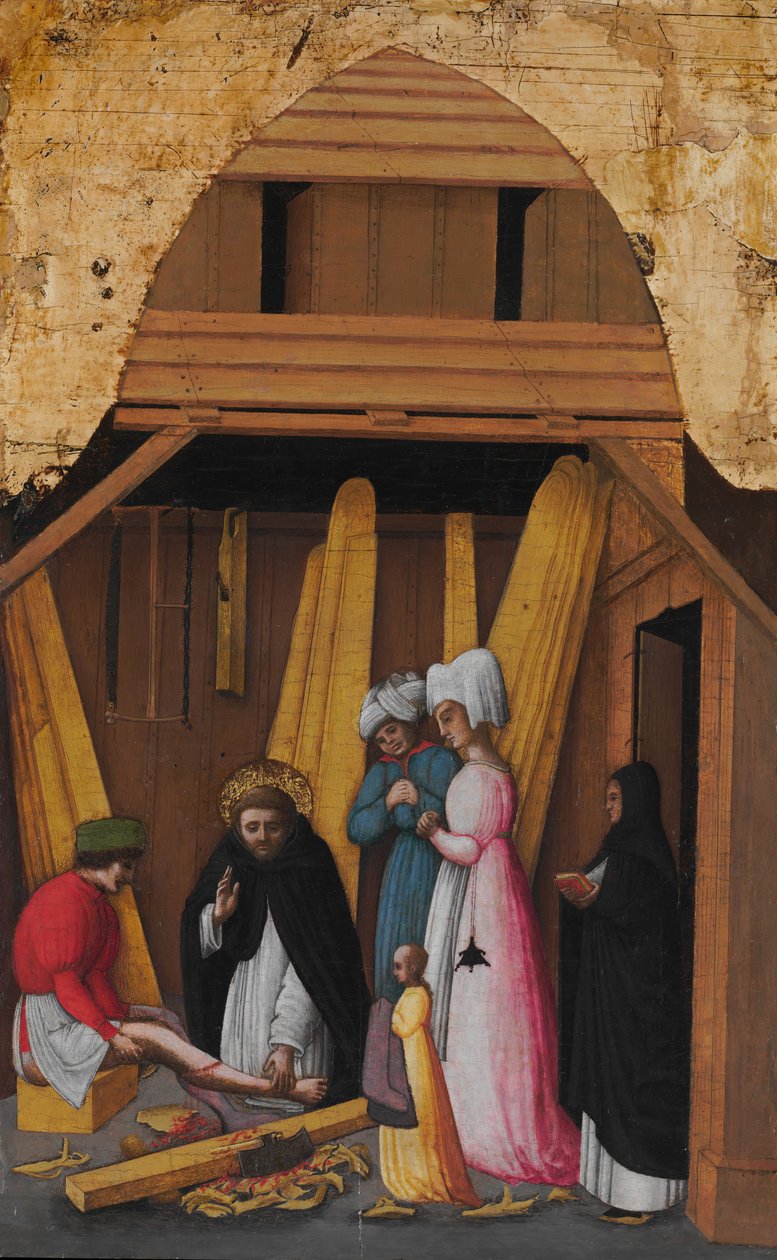Św. Piotr Męczennik Uzdrawiający Nogę Młodego Mężczyzny, ca. 1450. autorstwa Antonio Vivarini