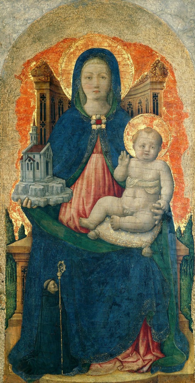 Dziewica z Dzieciątkiem na tronie z poliptyku z Praglii, ok. 1930 r. 1448. autorstwa Antonio Vivarini
