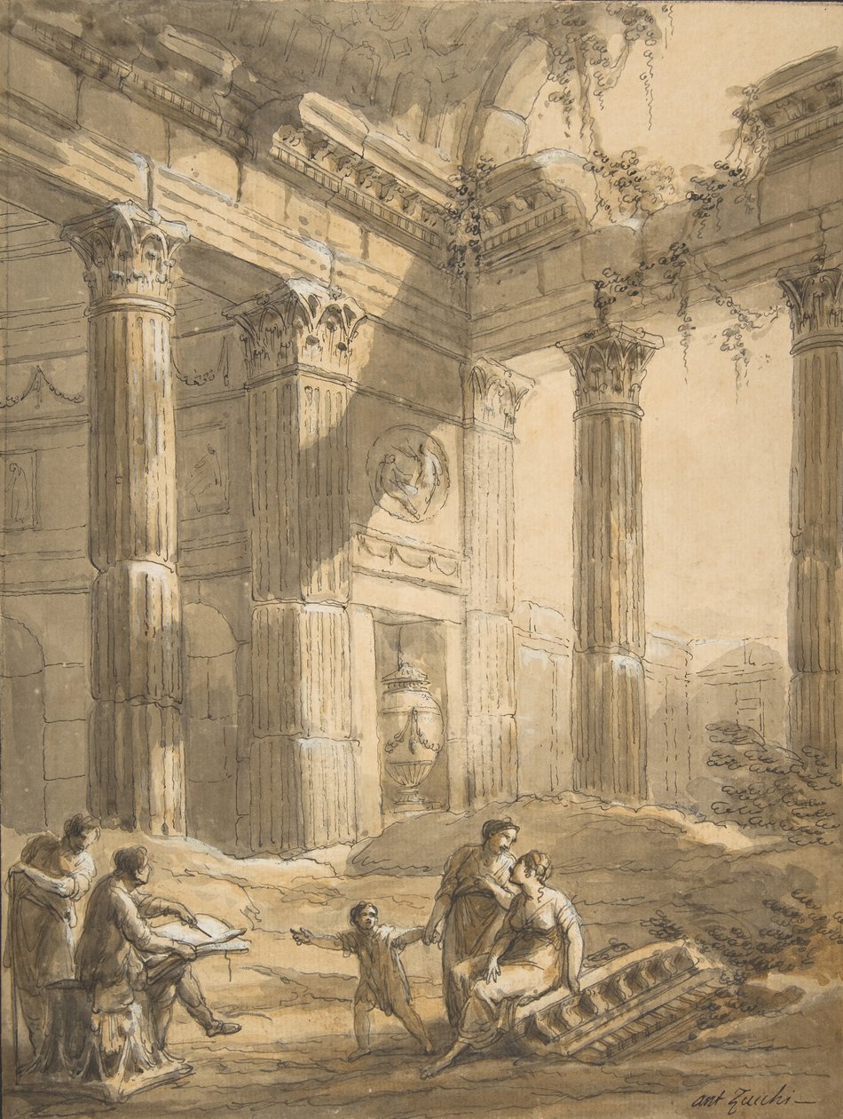 Artysta wśród ruin, XVIII wiek. autorstwa Antonio Zucchi