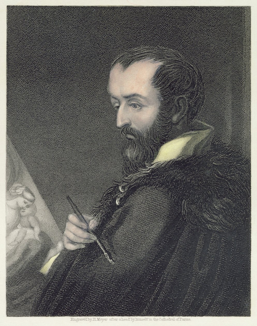 Autoportret, ryty Henry Meyer (1782-1847) wyd. przez Williama Mackenzie autorstwa Antonio da Correggio