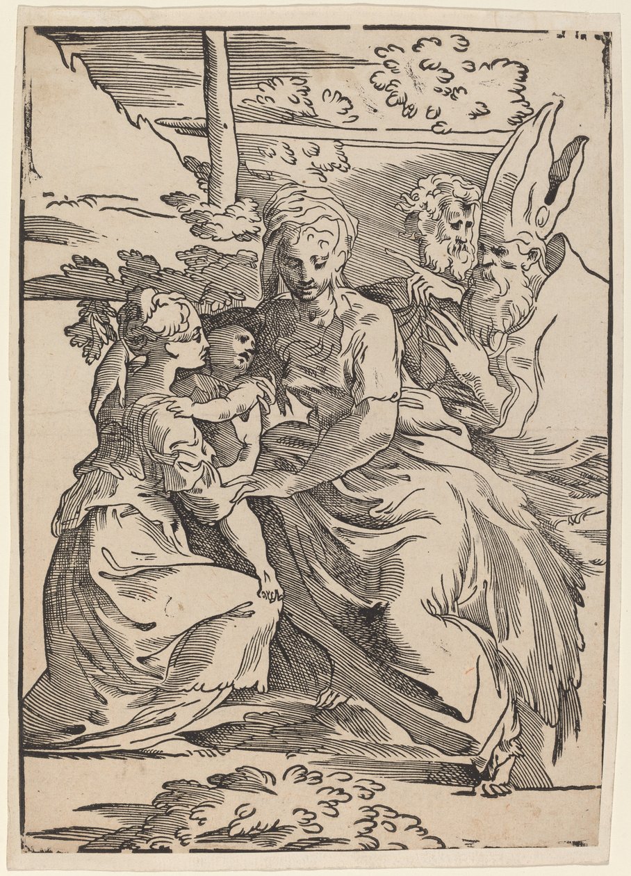 Święta Rodzina z Dwoma Świętymi autorstwa Antonio da Trento after Parmigianino