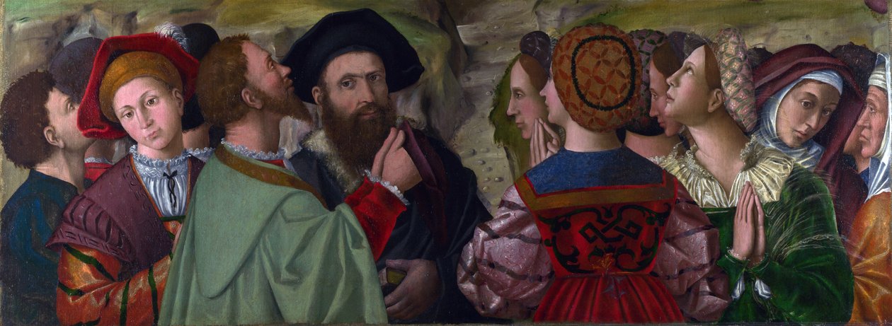 ""The Giusti Family of Verona, Italy"" Obraz Antonio da Vendri (ok. 1476-1555), olej na płótnie, 55 x 153 cm, ok. 1520 London National Gallery autorstwa Antonio da Vendri
