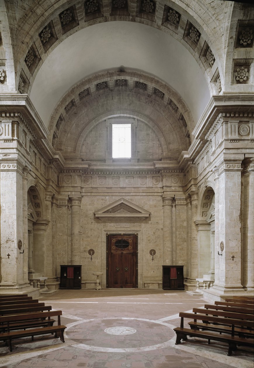 Widok wnętrza kościoła św Biagiou autorstwa Antonio da the elder Sangallo