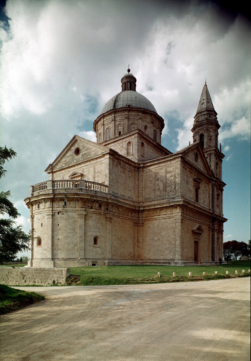 Widok kościoła San Biagio, wybudowanego przez architekta Antonio da Sangallo byłego (1453-1534) 1518-1545 Montepulciano, Toskania. Włochy autorstwa Antonio da the elder Sangallo