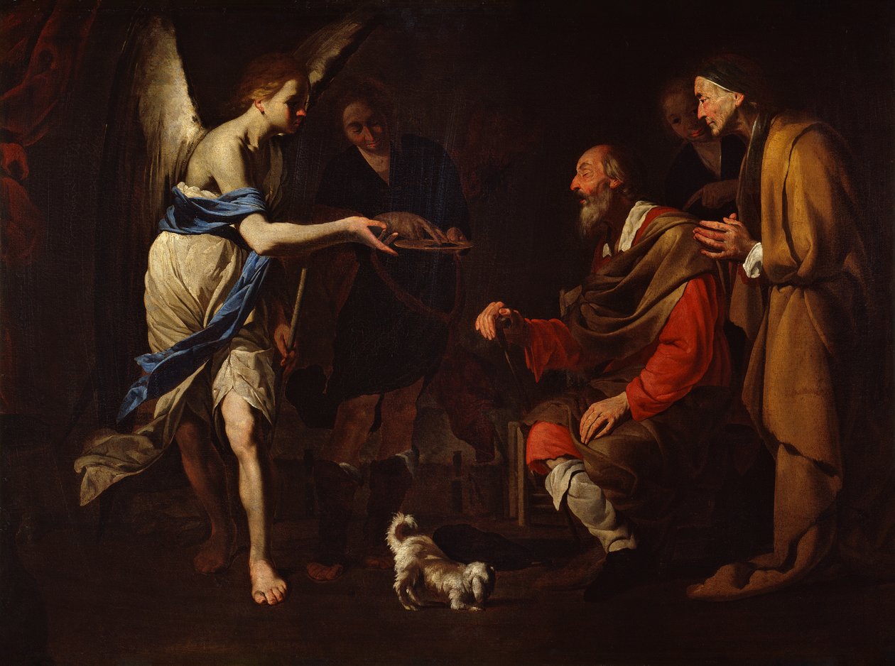Uzdrowienie Tobiasza, ok. 1600-50 (olej na płótnie) autorstwa Antonio de Bellis