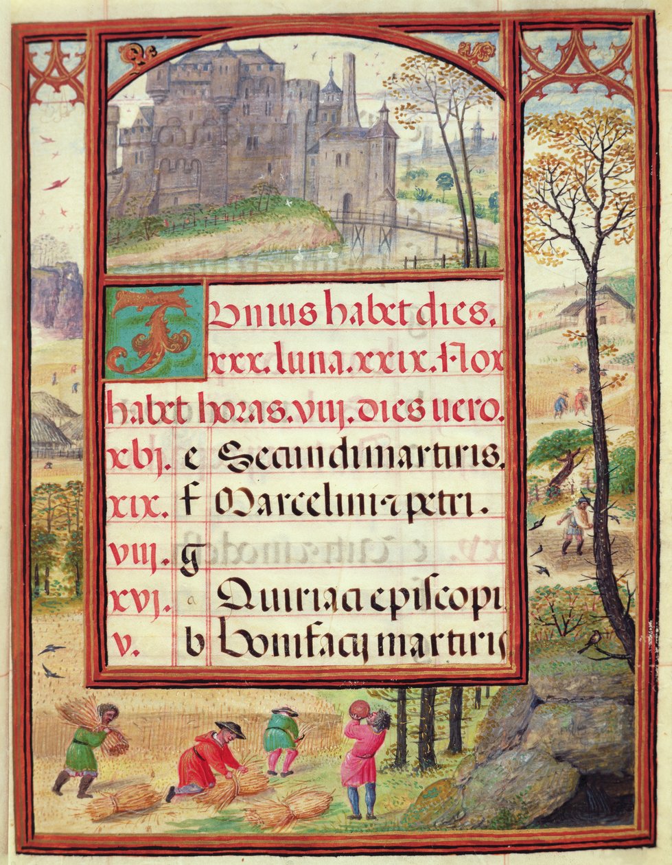 Miesiąc czerwiec, miniatury z „Księgi Godzin Dom Manuela”, 1517-38 (tempera na welinie) autorstwa Antonio de Hollanda