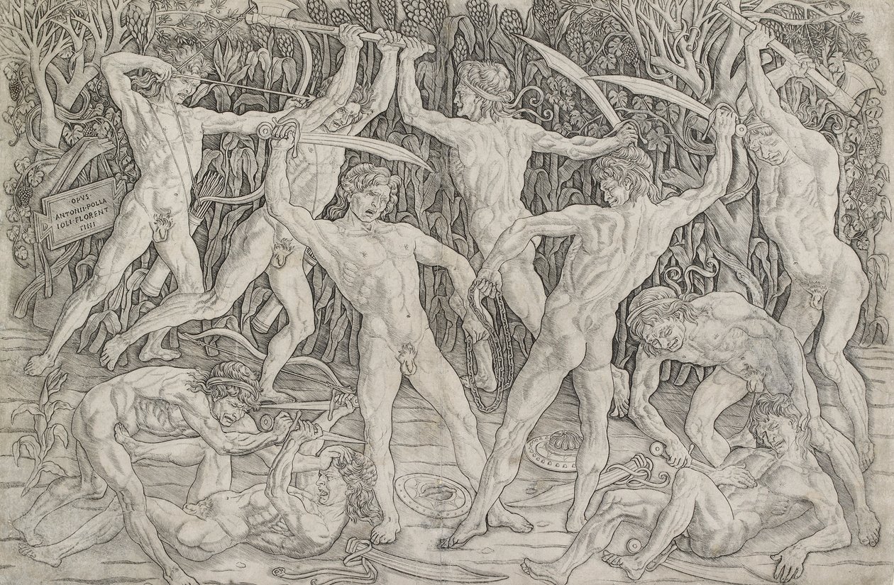 Bitwa nagich mężczyzn, c1470-1475 autorstwa Antonio Pollaiuolo