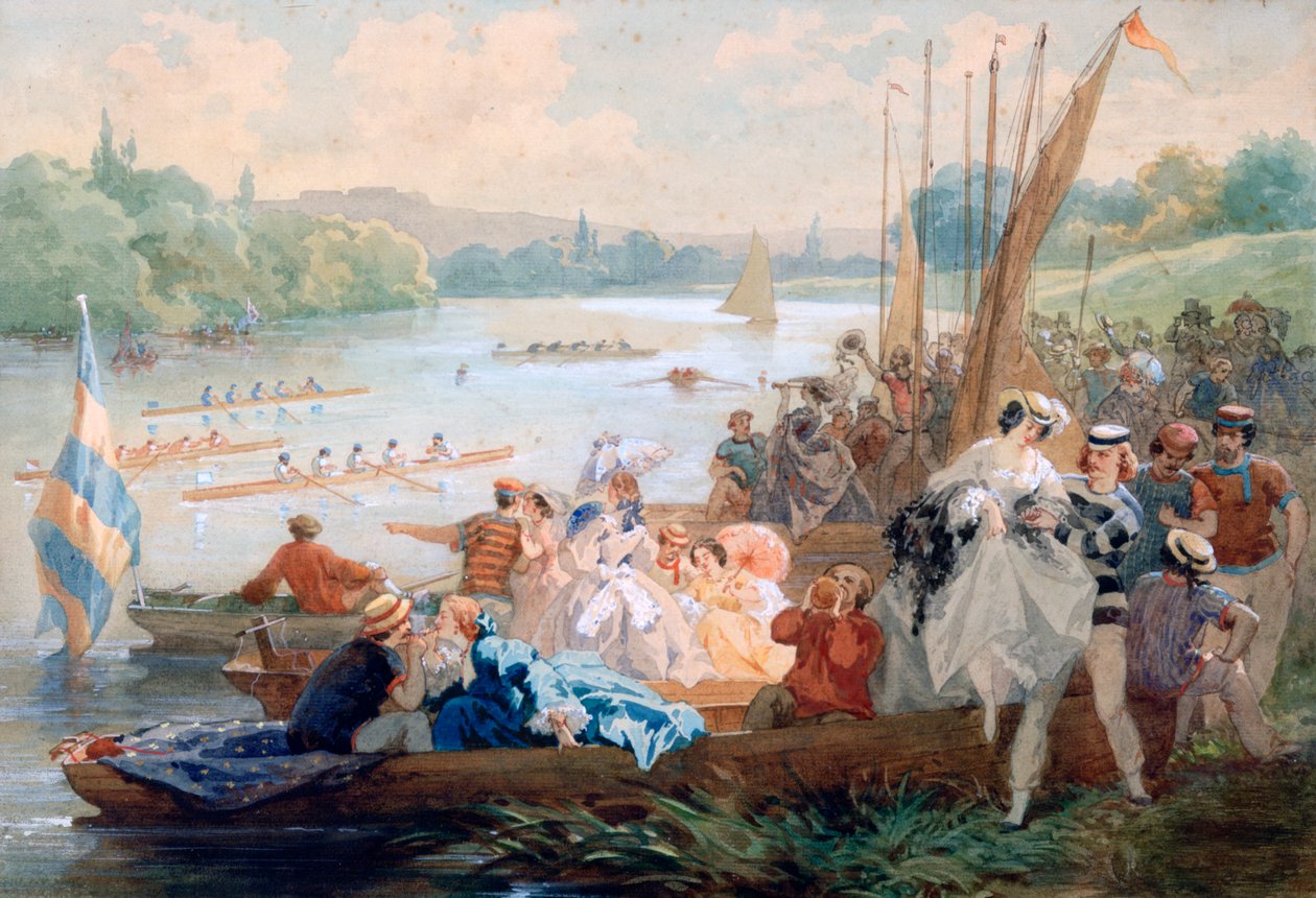Regaty w Asnieres podczas Drugiego Cesarstwa, c1868-1905 autorstwa Antony Paul Emile Morlon