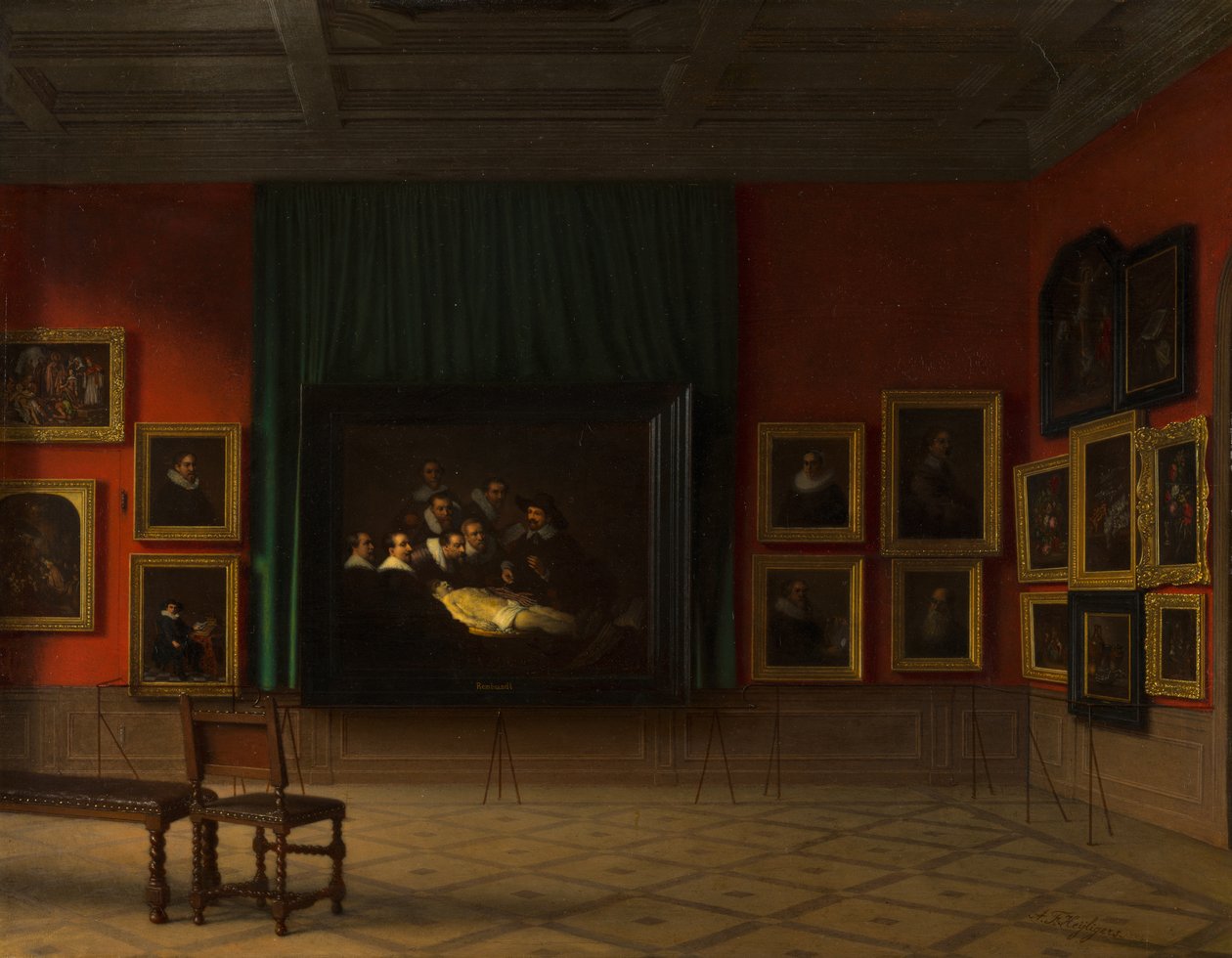 Wnętrze pokoju Rembrandta w Mauritshuis w 1884 r. autorstwa Antoon Francois Heyligers