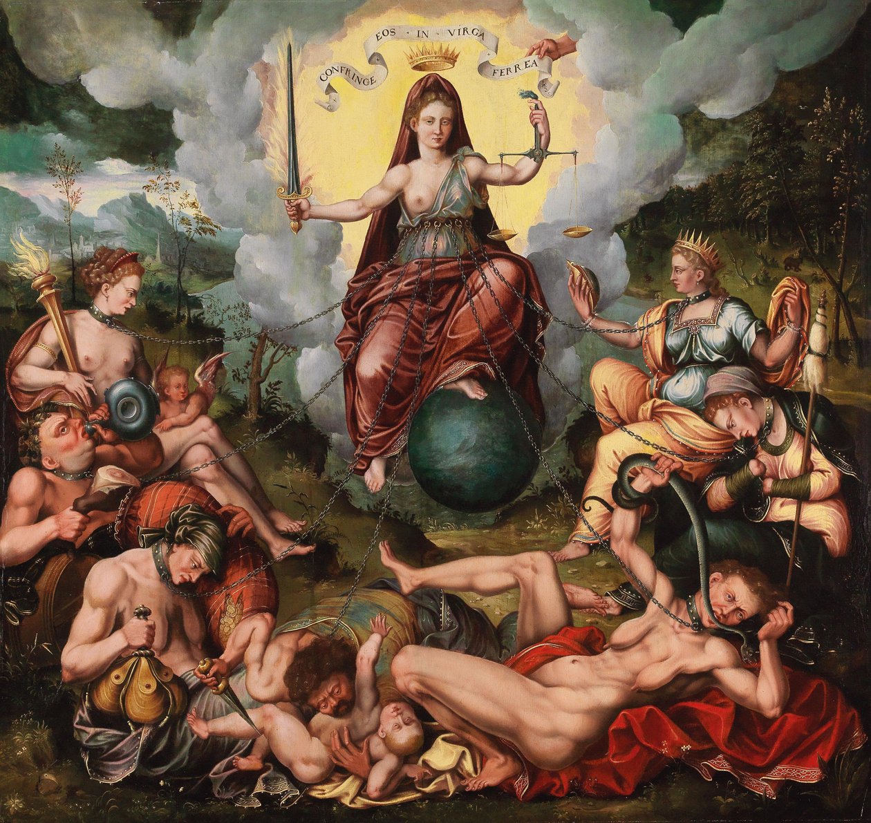 Justitia pokonuje siedem grzechów głównych, ca. 1600. autorstwa Antoon Claeissens
