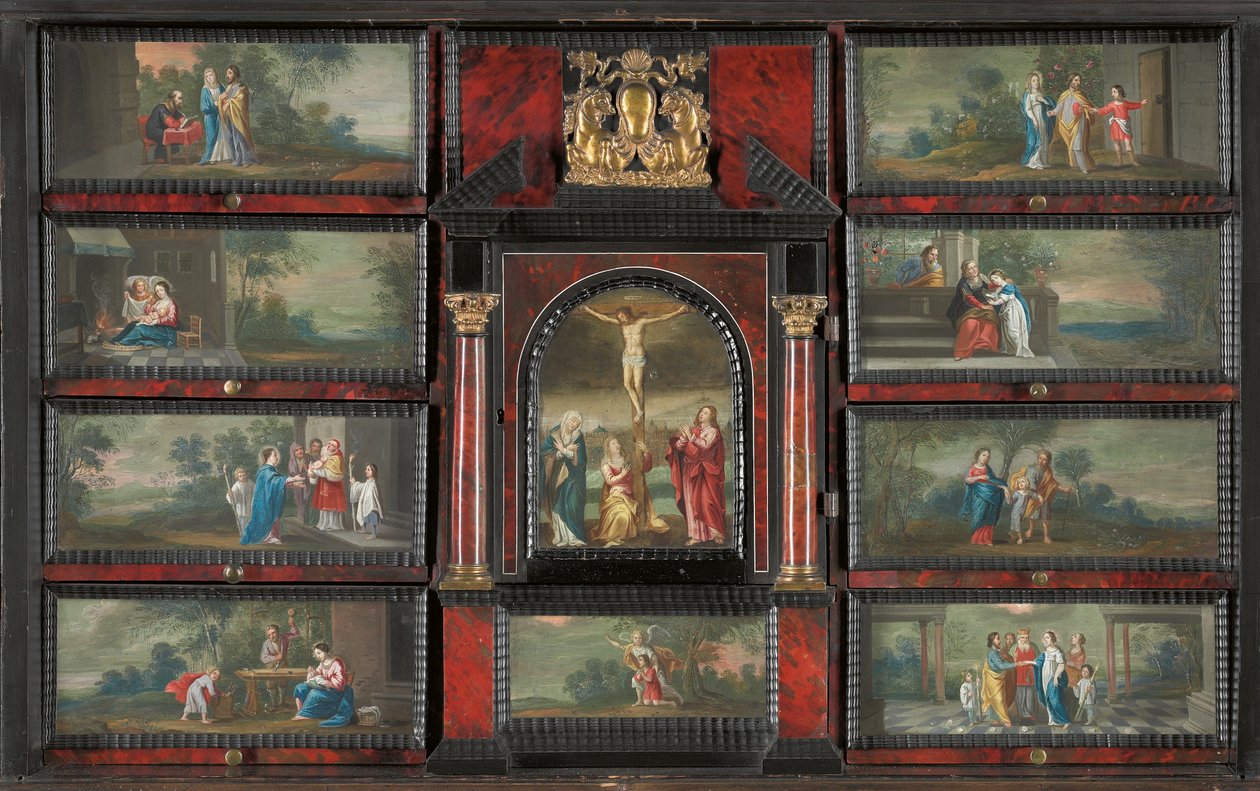 Szafka (metal złocony, pozłacany, szylkret, heban, kość słoniowa, ebonized i japaned wood z obrazami na miedzi) autorstwa Antwerp School