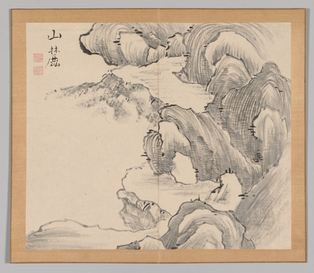 Podwójny Album Studiów Krajobrazowych wg Ikeno Taiga, t. 1 k. 28, XVIII w. autorstwa Aoki Shukuya