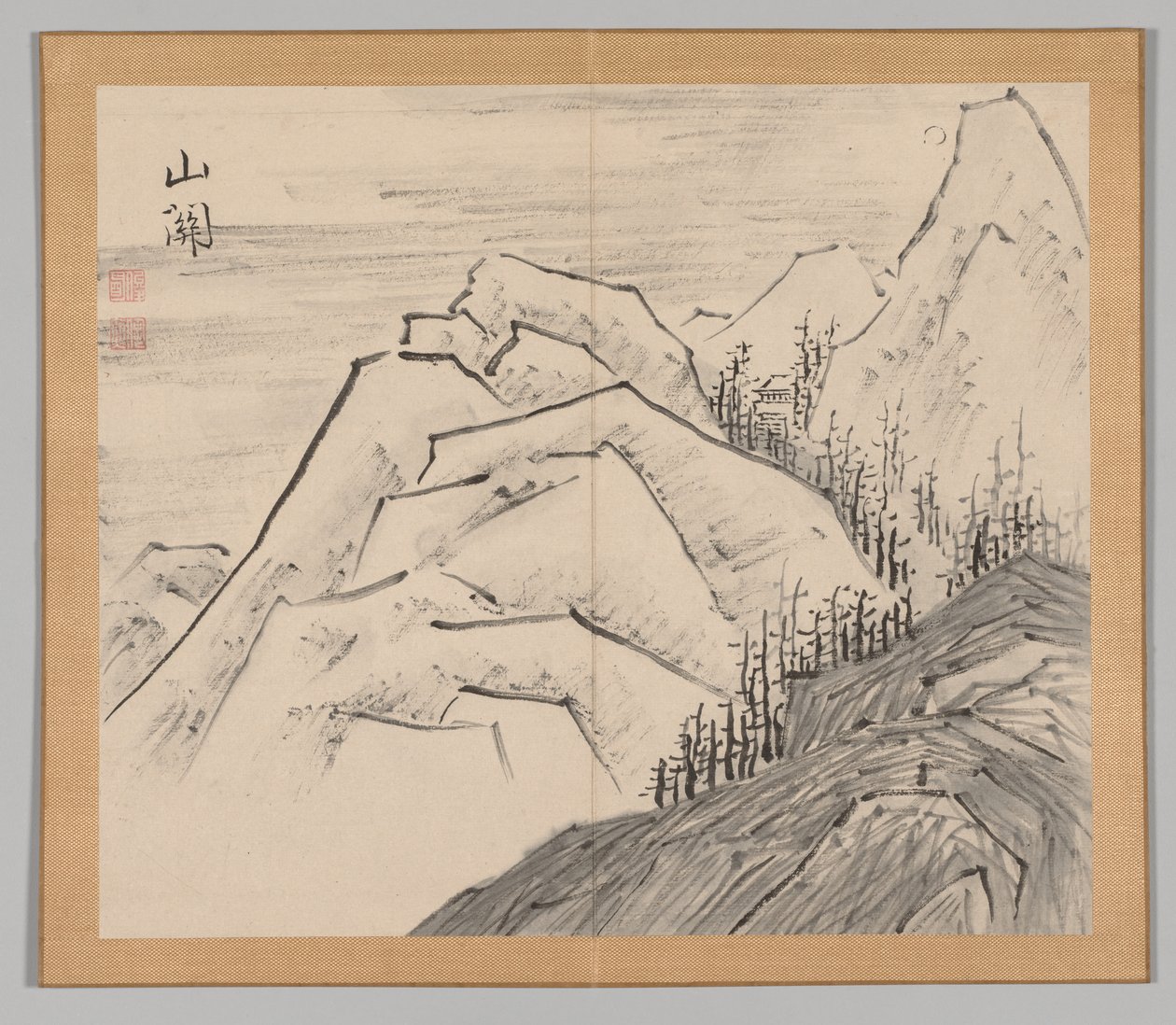 Podwójny Album Studiów Krajobrazowych wg Ikeno Taiga, t. 1 k. 29, XVIII w. autorstwa Aoki Shukuya