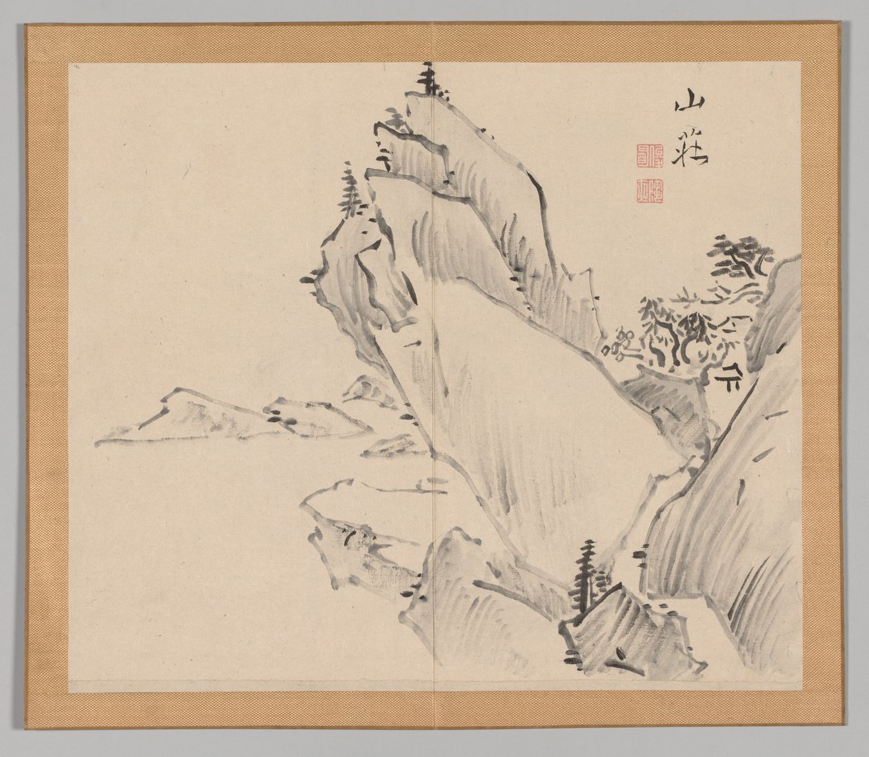 Podwójny Album Studiów Krajobrazowych wg Ikeno Taiga, t. 1 k. 30, XVIII w. autorstwa Aoki Shukuya
