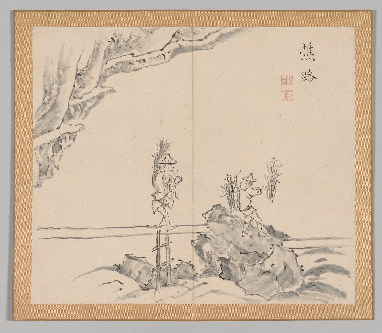 Podwójny Album Studiów Krajobrazowych wg Ikeno Taiga, t. 1 k. 32, XVIII w. autorstwa Aoki Shukuya