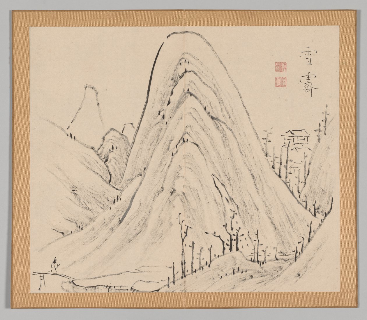 Podwójny Album Studiów Krajobrazowych wg Ikeno Taiga, t. 1 k. 33, XVIII w. autorstwa Aoki Shukuya