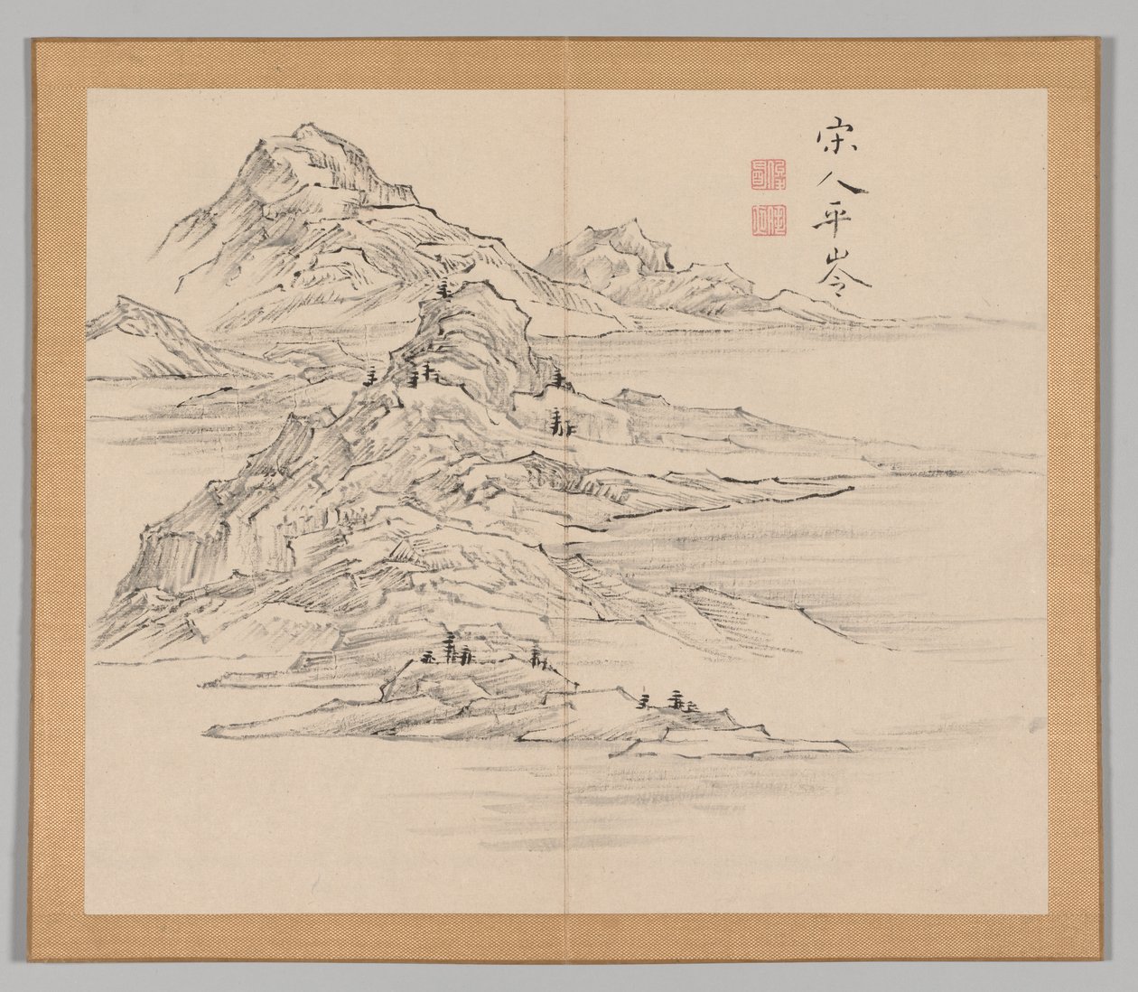 Podwójny Album Studiów Krajobrazowych wg Ikeno Taiga, t. 1 k. 35, XVIII w. autorstwa Aoki Shukuya