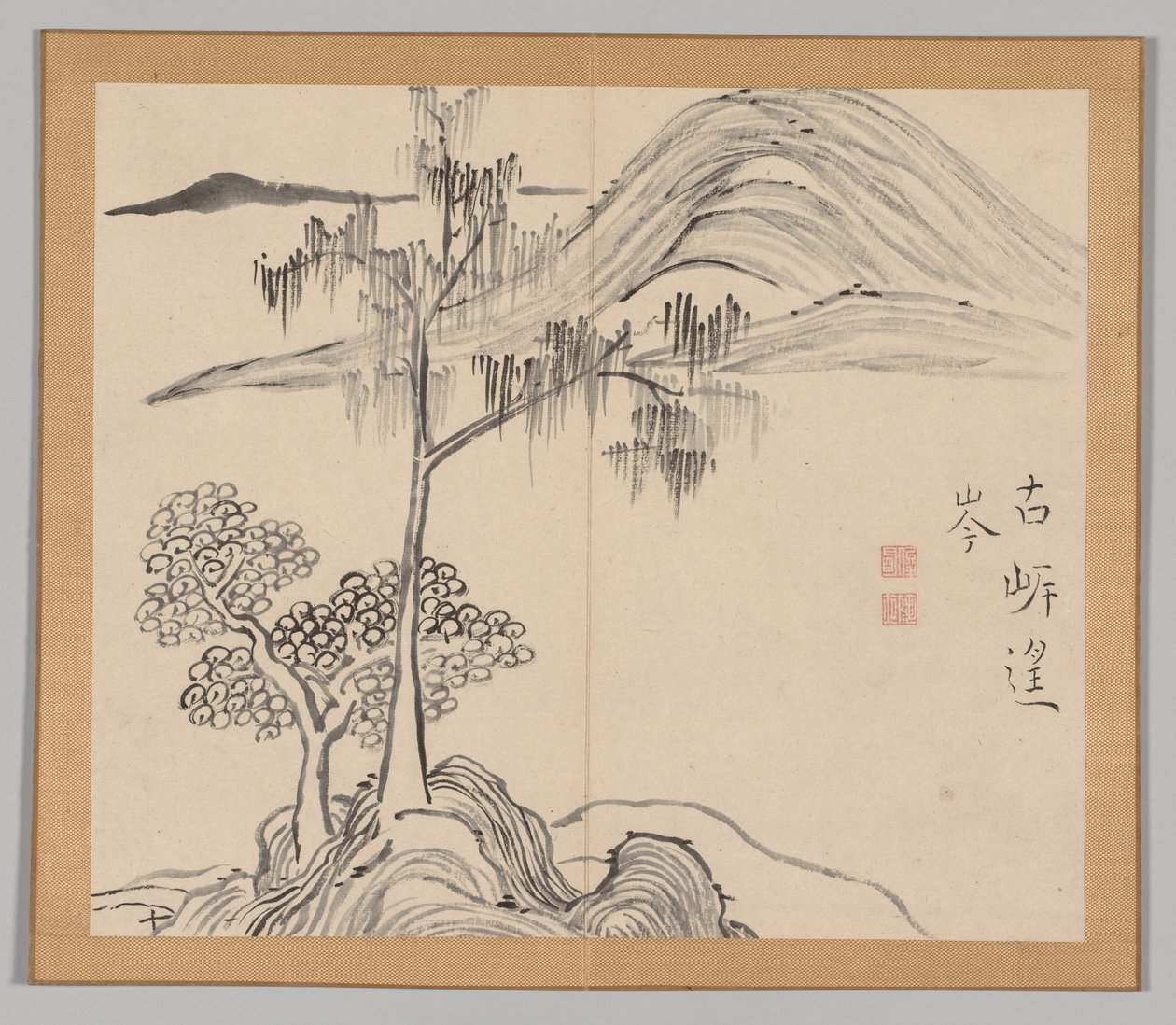 Podwójny Album Studiów Krajobrazowych wg Ikeno Taiga, t. 1 k. 36, XVIII w. autorstwa Aoki Shukuya