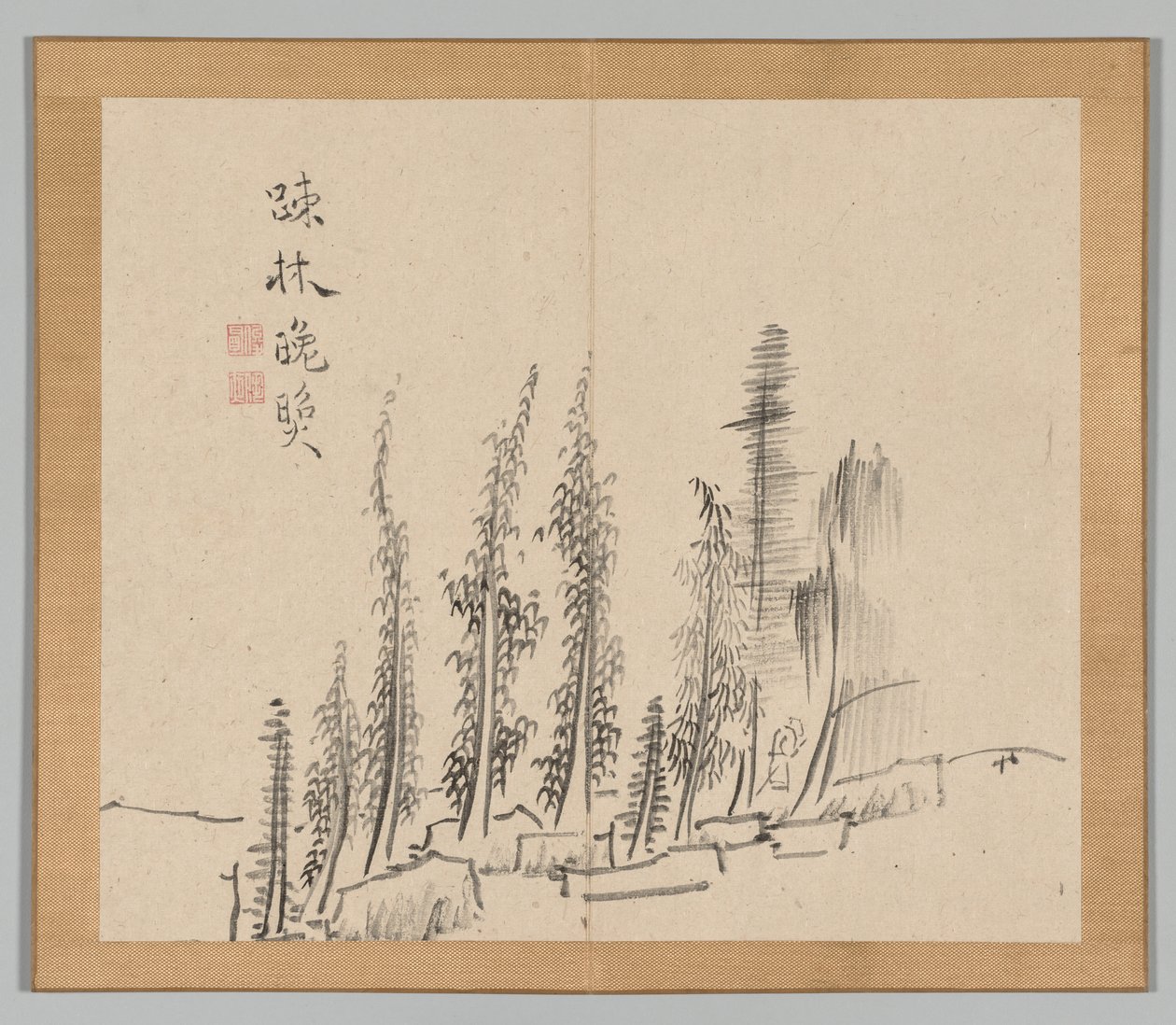 Podwójny Album Studiów Krajobrazowych wg Ikeno Taiga, t. 2 k. 30, XVIII w. autorstwa Aoki Shukuya