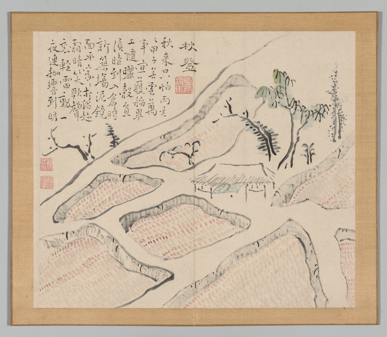 Podwójny Album Studiów Krajobrazowych wg Ikeno Taiga, t. 2 k. 35, XVIII w. autorstwa Aoki Shukuya