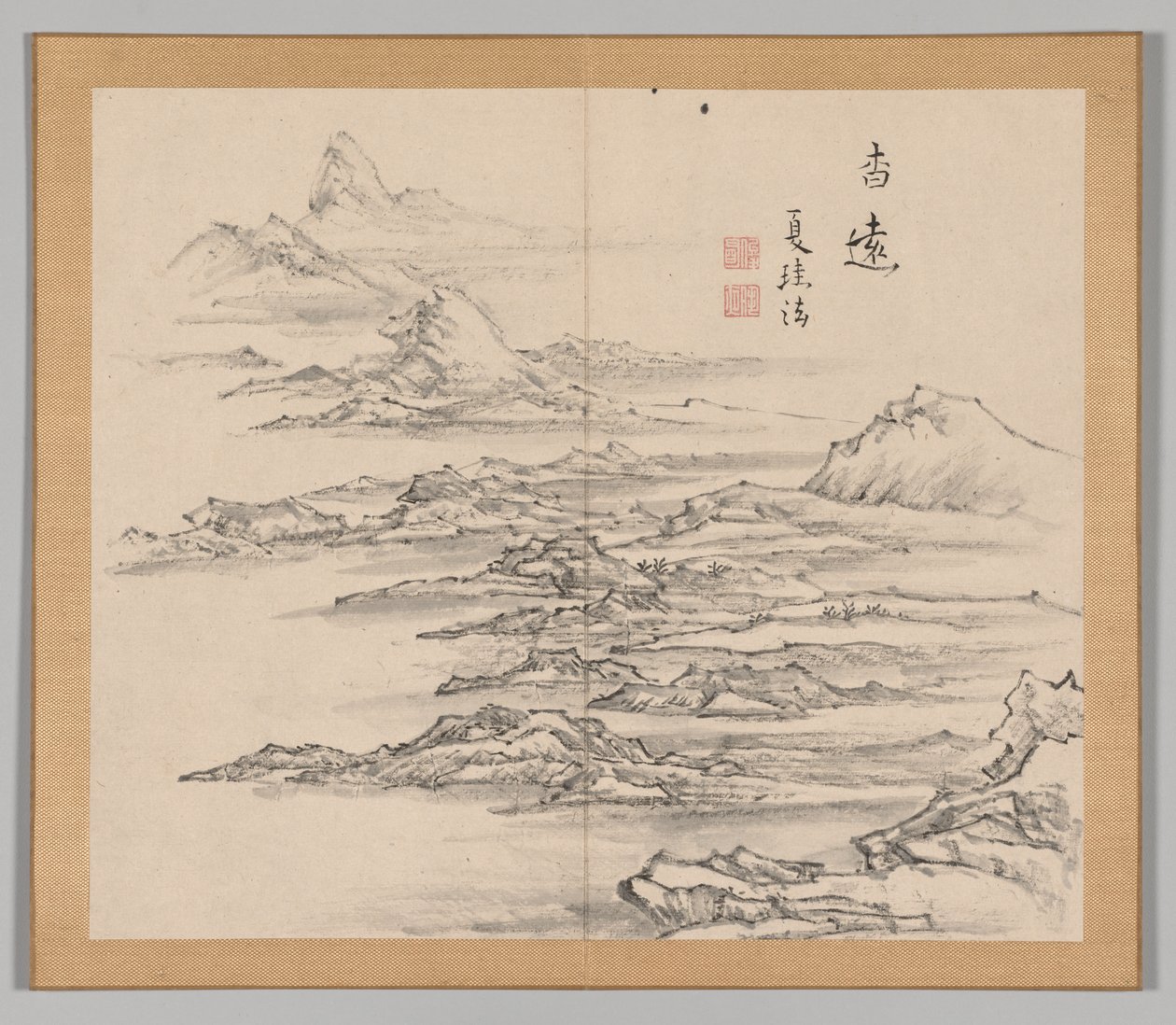 Podwójny Album Studiów Krajobrazowych wg Ikeno Taiga, t. 2 s. 5, XVIII w. autorstwa Aoki Shukuya