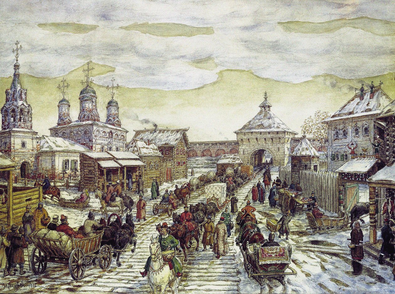 U bram Miaśnickich Moskiewskiego Biełego Gorodu w XVII wieku, 1926 autorstwa Apollinari Mikhailovich Vasnetsov