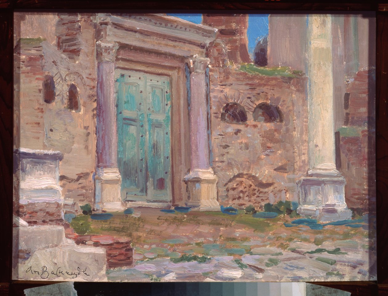 Le temple de Janus a Rome (Włochy) (Świątynia Janusa w Rzymie) - Praca Appolinariego Mikhaylovicha Vasnetsova (1856-1933), olej na tekturze, sztuka rosyjska XIX wiek - Muzeum Sztuki N Yaroshenko, Kisłowodsk (Rosja) autorstwa Apollinari Mikhailovich Vasnetsov
