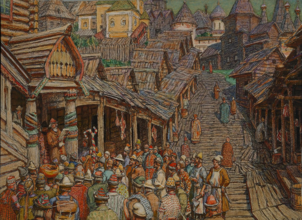Czytanie edyktu autorstwa Apollinari Mikhailovich Vasnetsov