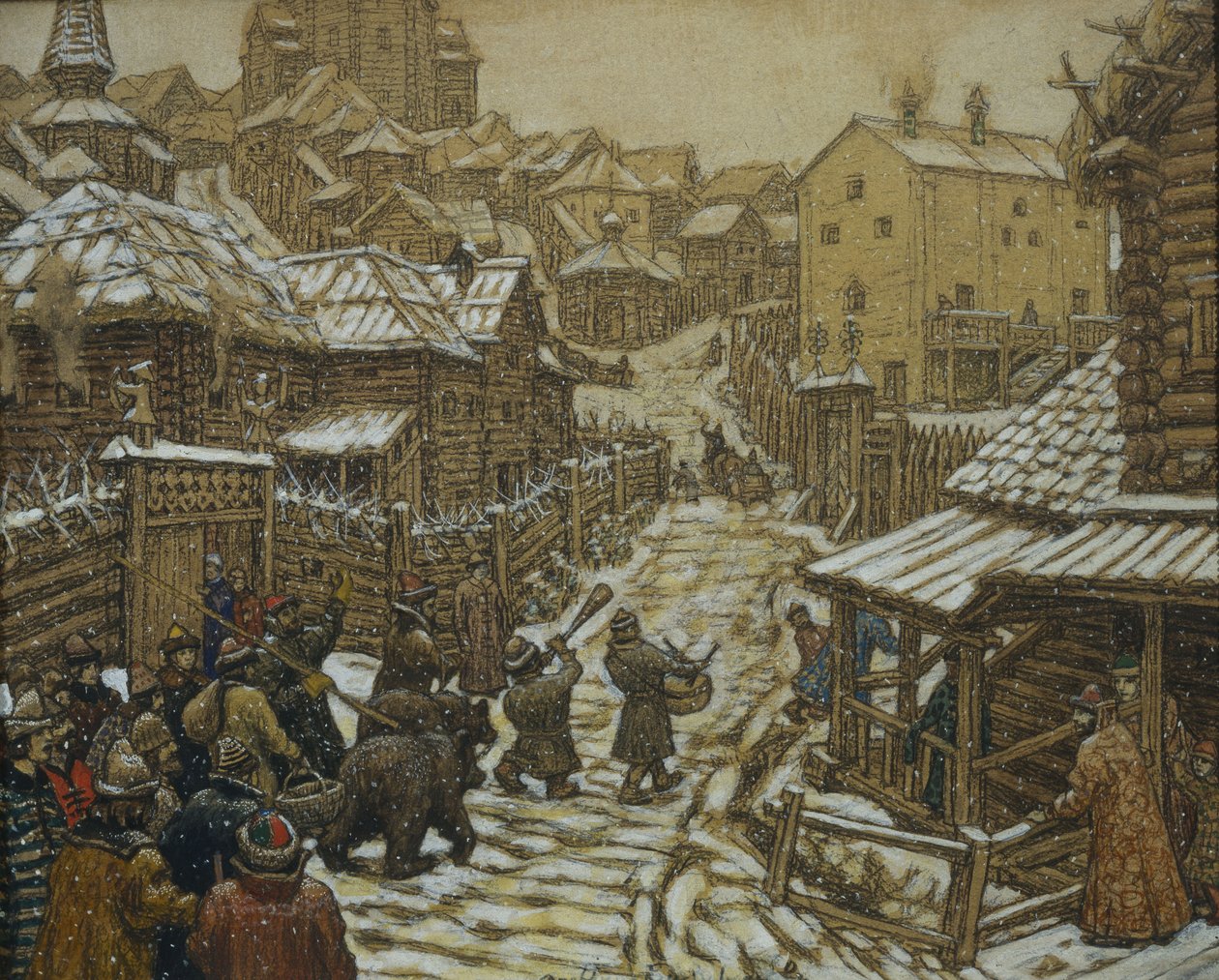Trenerzy niedźwiedzia. Stara Moskwa, 1911 autorstwa Apollinari Mikhailovich Vasnetsov
