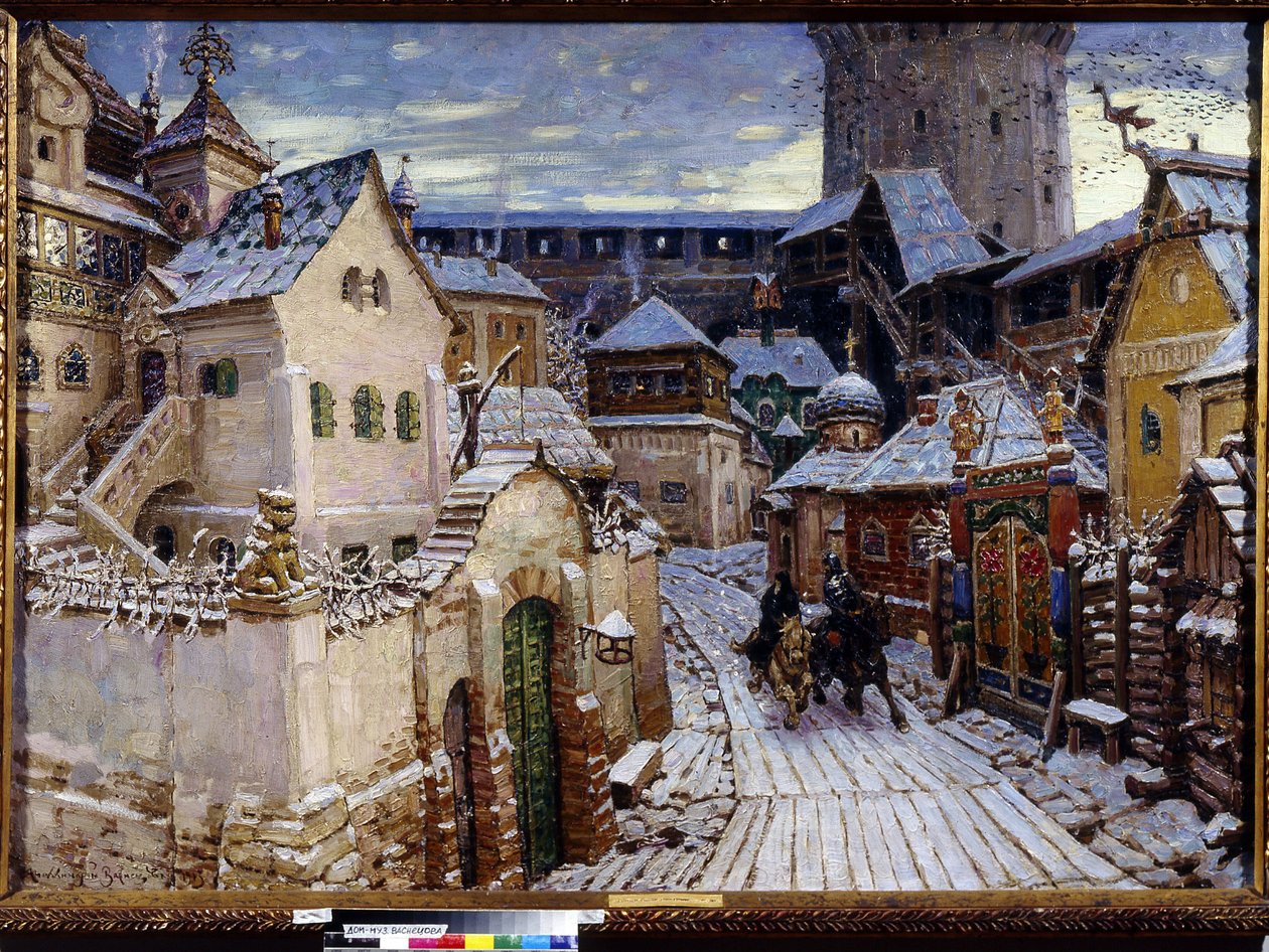 Ogłoszenie. Poranek na Kremlu. (Zwiastun. Rano na Kremlu). Obraz Appolinariego Mikhaylovicha Vasnetsova (1856-1933), olej na płótnie autorstwa Apollinari Mikhailovich Vasnetsov