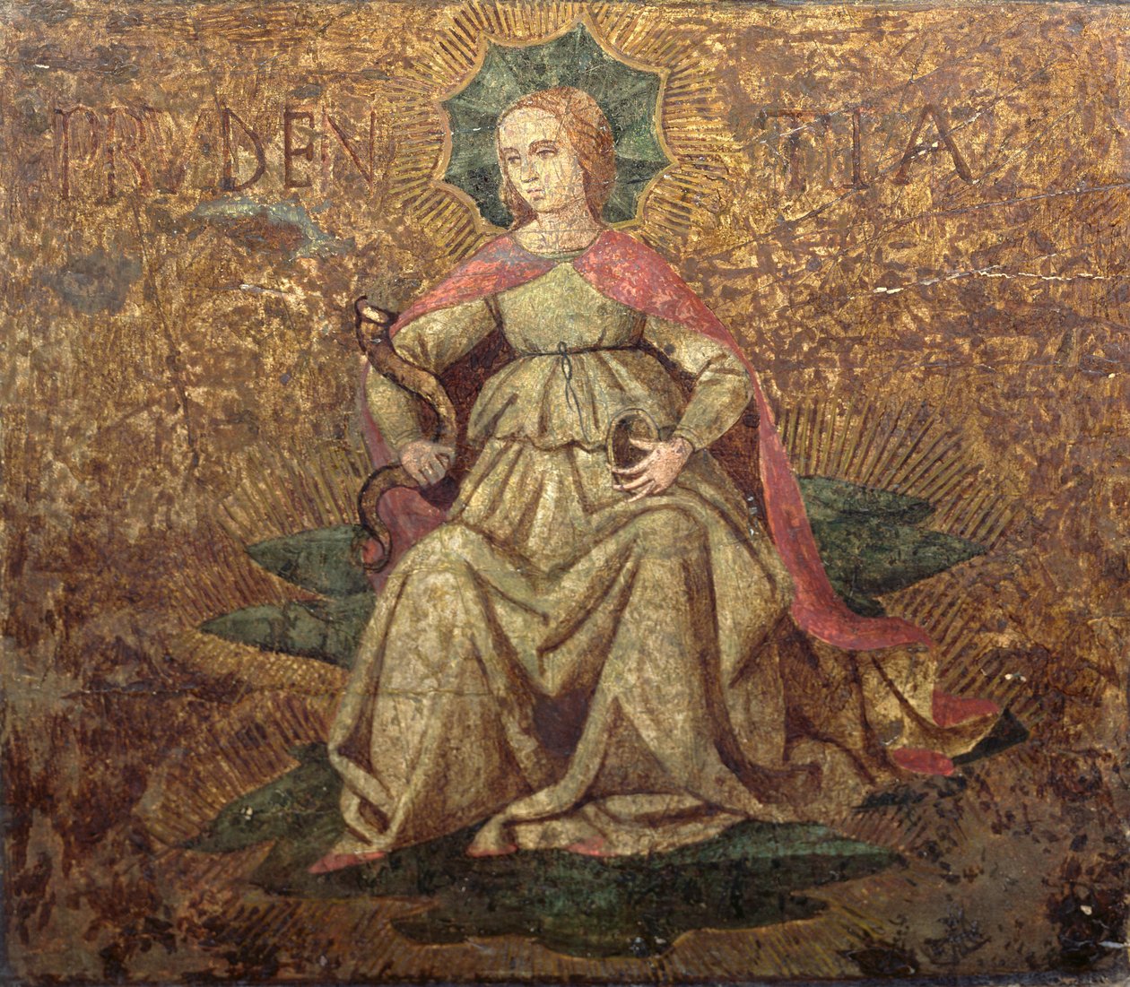 Alegoria roztropności, panel końcowy kasetonu, ok. 1460-65 (tempera na panelu) (zob. 76870) autorstwa Apollonio di Giovanni