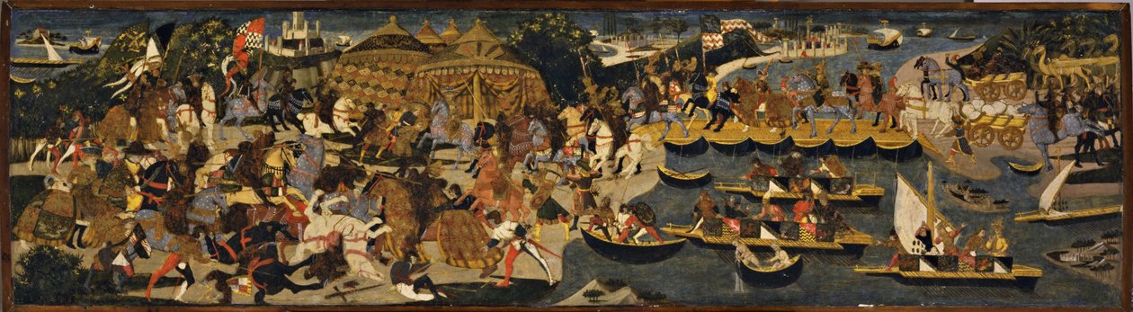Bitwa między Ateńczykami a Persami, Panel Cassone, 1463 (tempera i olej z płatkami złota i srebra na drewnie) autorstwa Apollonio di Giovanni di Tommaso