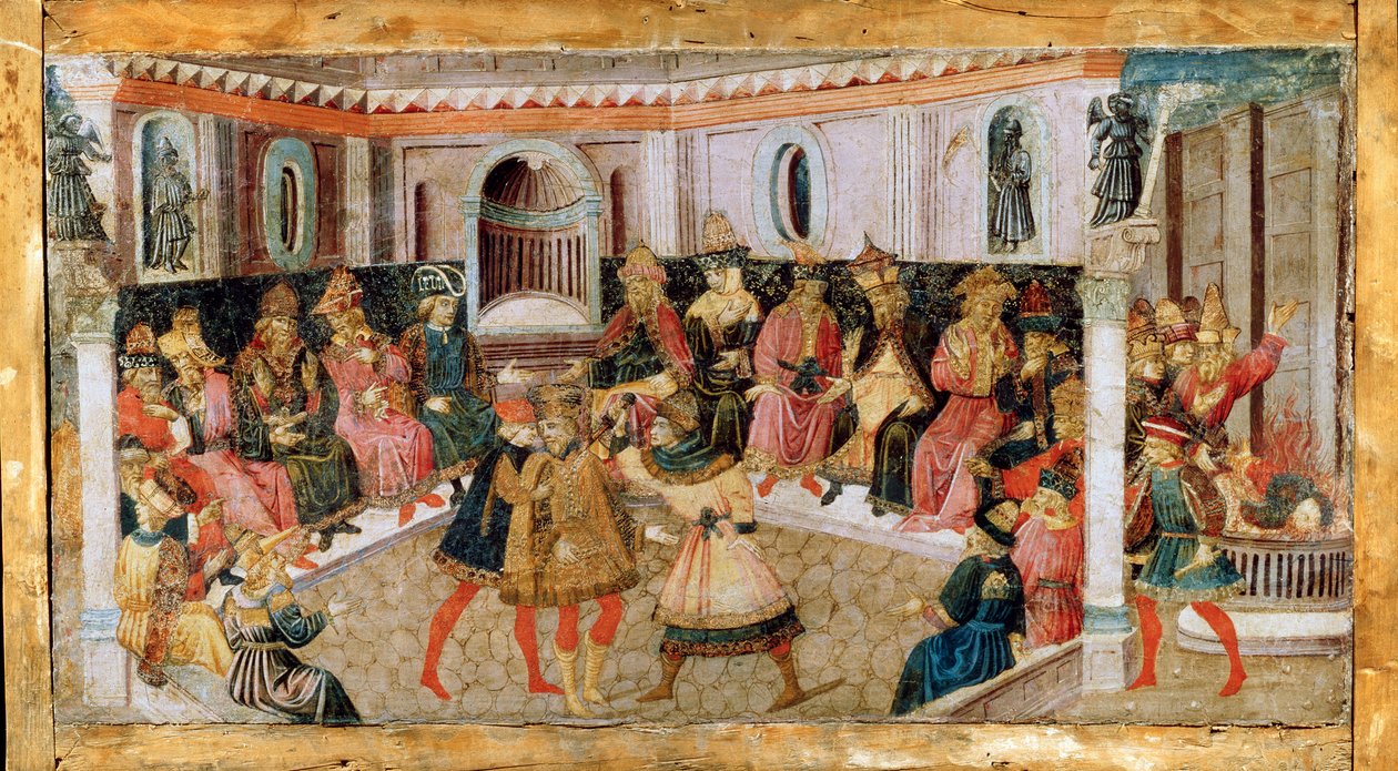 Zabójstwo Juliusza Cezara, XV wiek. autorstwa Apollonio di Giovanni di Tommaso