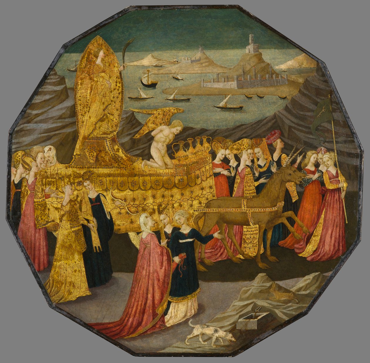 Triumf czystości, około 1450-1460 (tempera i złoty płatek na panelu) autorstwa Apollonio di Giovanni di Tommaso