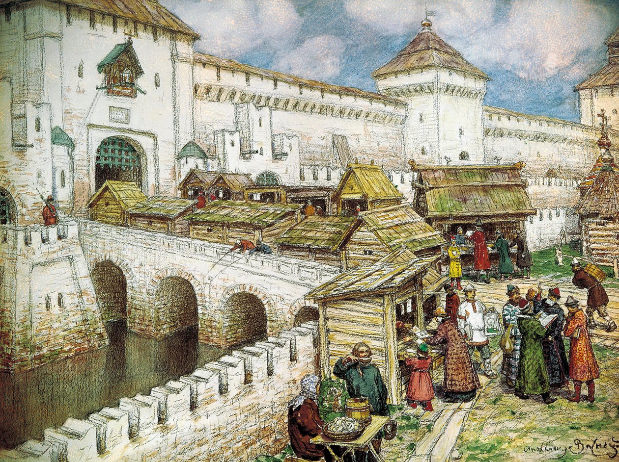 Księgarnie na moście Chrystusa Zbawiciela, 1916. autorstwa Appolinari Mikhaylovich Vasnetsov