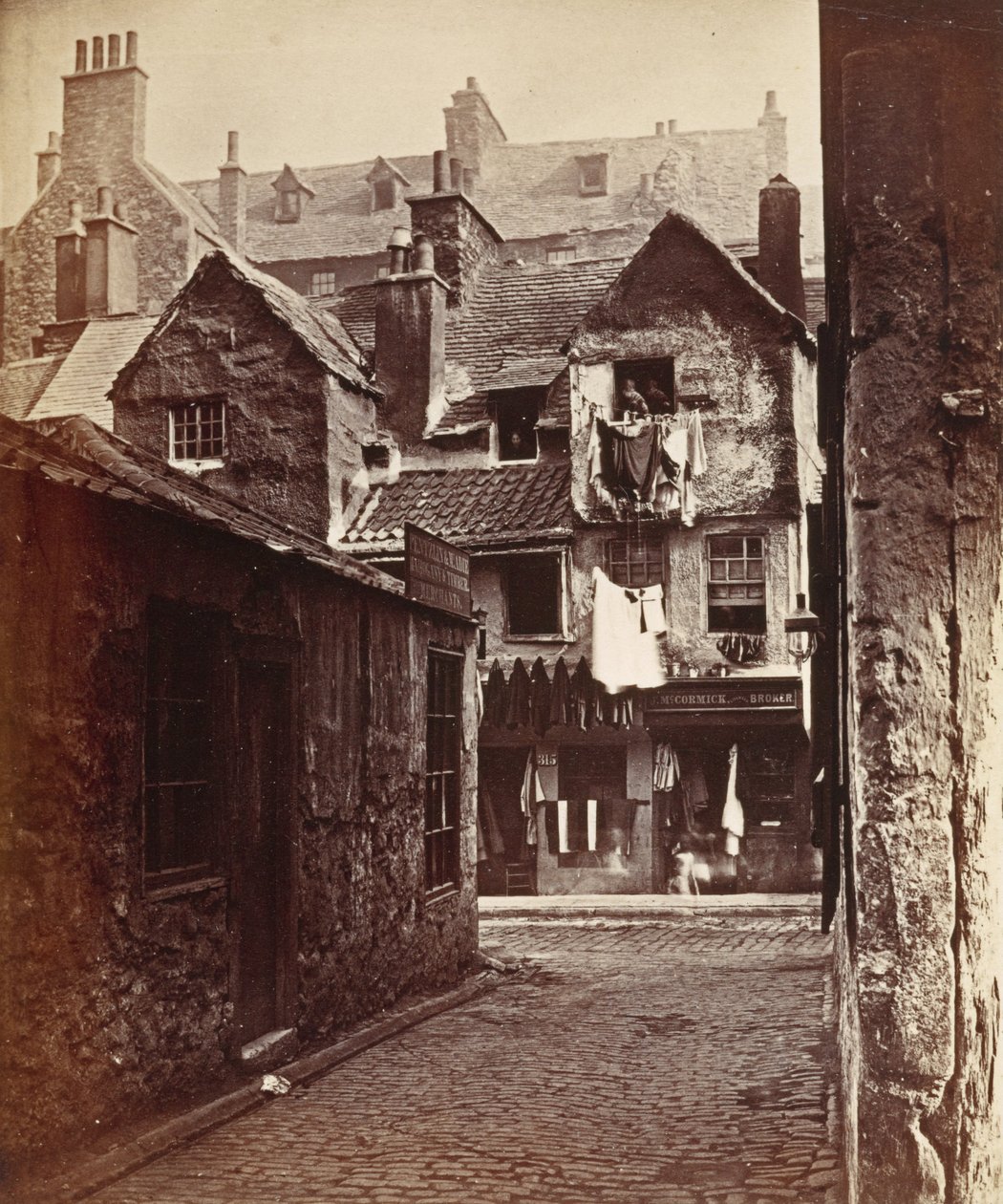 „Dom z frontem drewnianym, Cowgate”, Edynburg autorstwa Archibald Burns