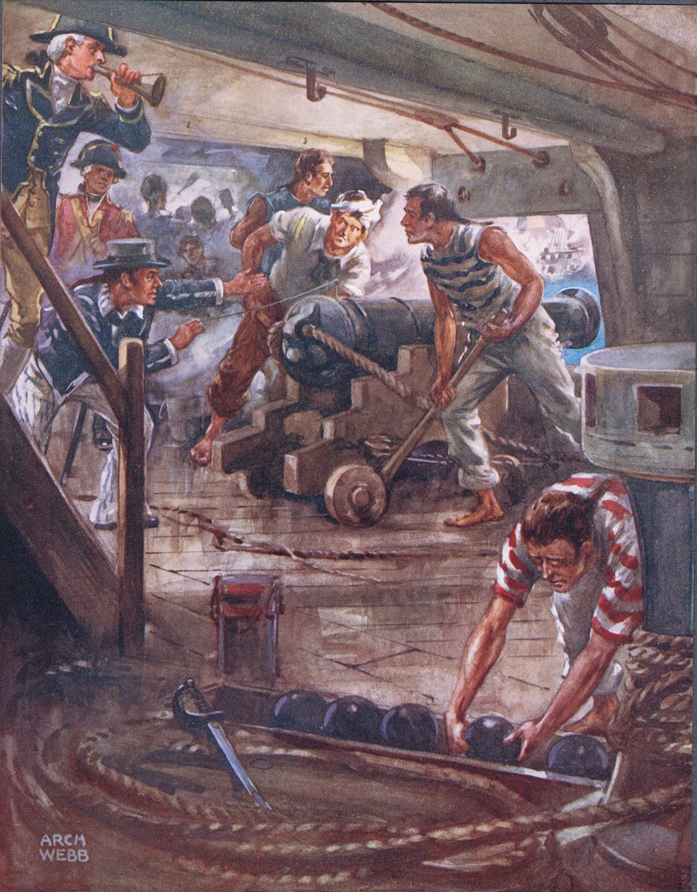 Każdy pistolet z ust adamantowych, ilustracja z „Ballads of Famous Fights”, ok. 1900 autorstwa Archibald Webb