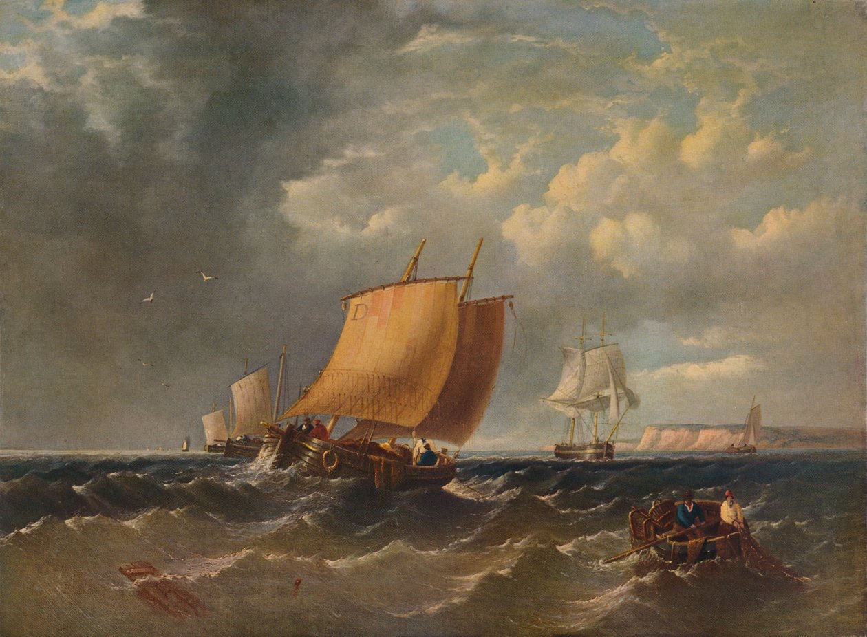 Lugger rybacki u wybrzeży Kent, c1854, 1938 autorstwa Archibald Webb