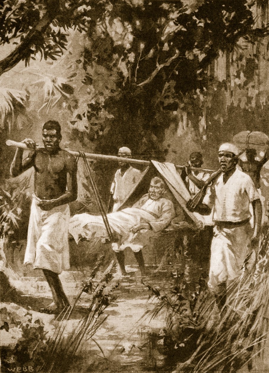 David Livingstone kontynuował swoją podróż przez Afrykę, mimo że był chory autorstwa Archibald Webb