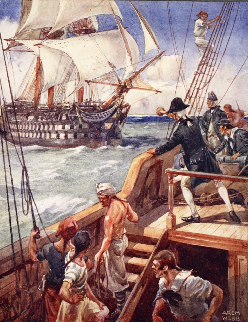 Nasz kapitan okrzyknął Francuza „Ho!”, z Ballad o słynnych walkach, wydanie pierwsze, 1920 autorstwa Archibald Webb