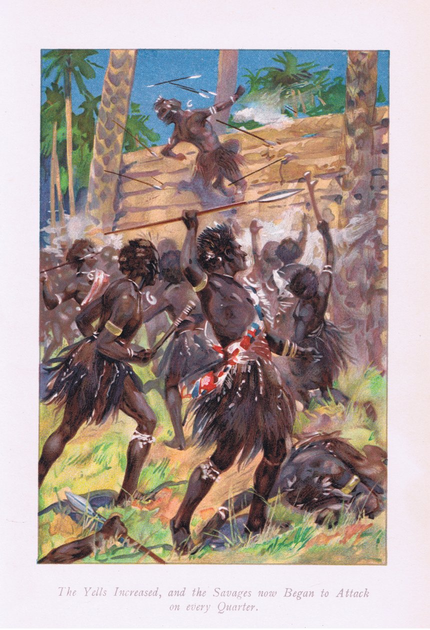 Krzyki wzmogły się, a dzicy zaczęli atakować co kwartał, 1900 autorstwa Archibald Webb