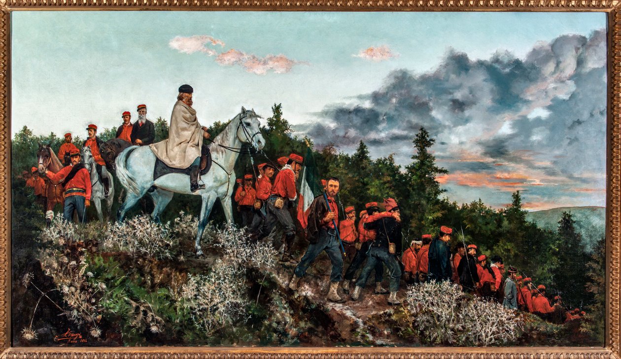 Bitwa pod Mentaną stoczona 3 listopada 1867 (olej na płótnie autorstwa Archimede Tranzi